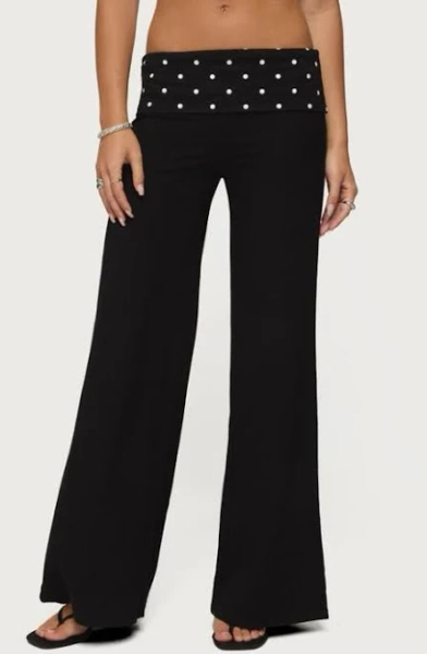 Edikted Women's Reeva Polka Dot Fold-Over Pants