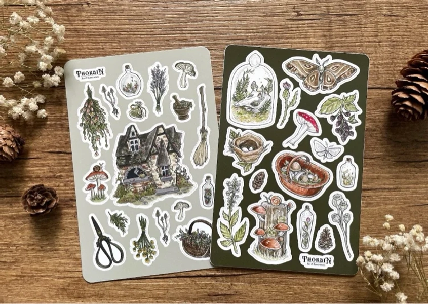 Dark Cottage Core Sticker Sheet Set