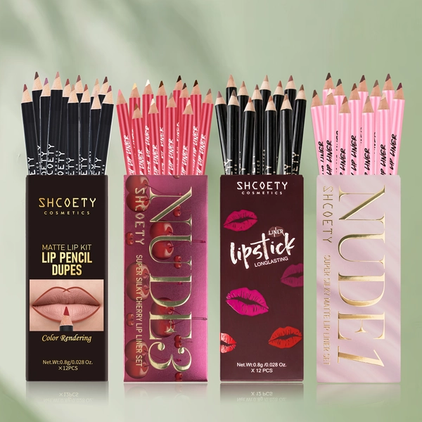 48pcs Long-Lasting Matte & Nude Lip Liner Pencil Set - 4-Pack Mixed Color System - Perfect for Christmas & Valentine'S Day Gift Box