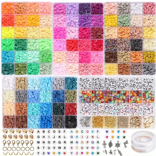 10600pcs of Polymer Clay Bead Jewelry Set Including Bracelets, Necklaces, And Assorted Handmade Additions