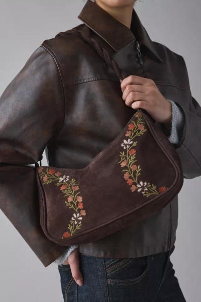 Kimchi Blue Ava Floral Suede Shoulder Bag