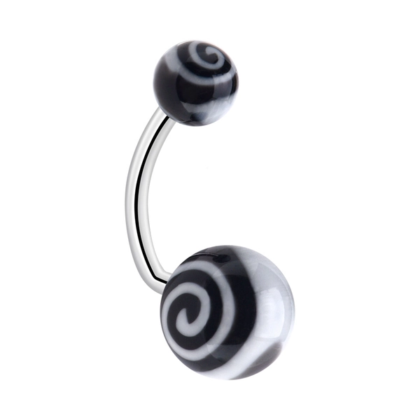 Piercing da ombelico (acciaio chirurgico, argento, finitura lucida) con palline in acrilico Acciaio chirurgico 316L/Acrilico