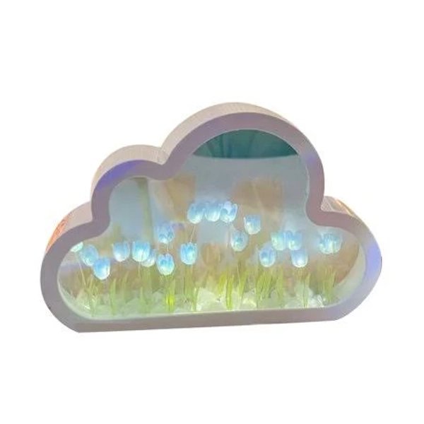 Cloud Tulips Night Light Glowing Light Household Decoration Supplies for Birthday New Year Party Background, Blue