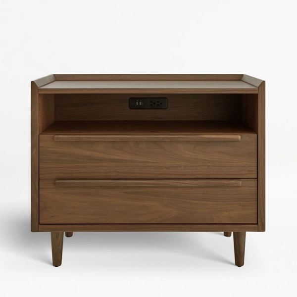 Tate 32" Walnut Charging Nightstand, Set of 2