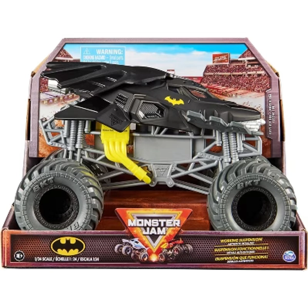 Monster Jam, Official Batman Monster Truck - Retro Batmobile Desert Edition 1:24 Scale Die-Cast Vehicle and BKT Tread Tires, Gift for Kids Ages 3+