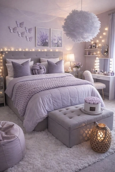Bedroom ideas | Bedroom ideas for small rooms purple, Aestethic bed room purple, Purple room ideas small space bedroom