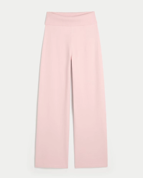 Gilly Hicks Sweater-Knit Foldover Straight Pants
