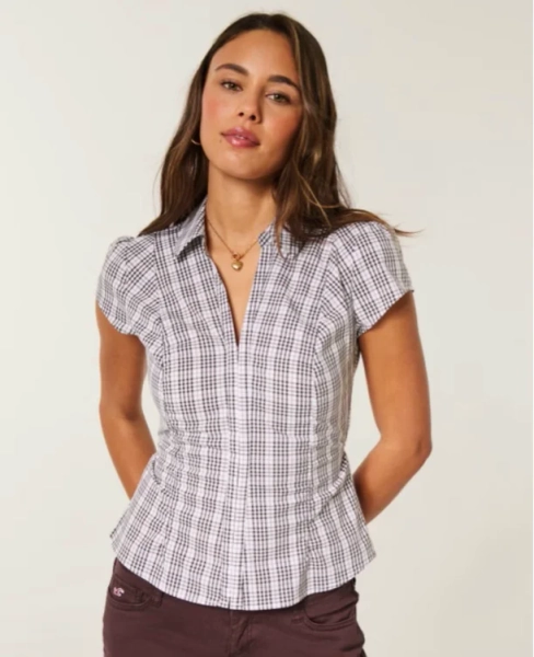 Short-Sleeve Ruched Shirt