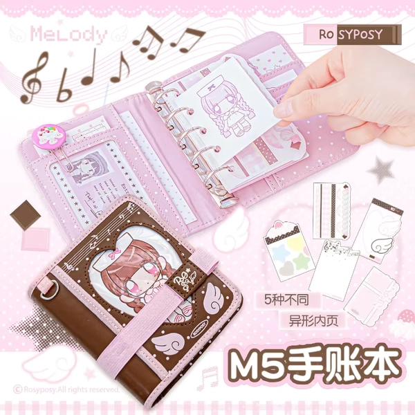 Cute M5 Size Binder Notebook INS Aesthetic Kawaii Cartoon Notebook Mini Ring Journal for Planning Notes Diary Girl's Stationery - AliExpress 21