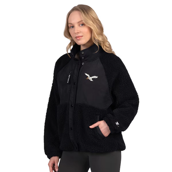 Women's Philadelphia Eagles Starter Black On the Ball Sherpa Jacket