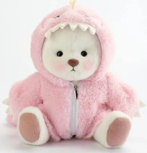 Getahug Furry Pink Dino White Teddy Bear