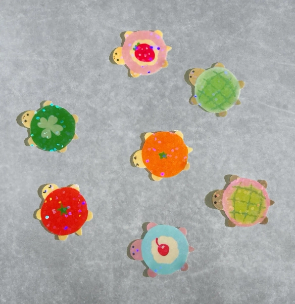 Holographic Turtle Stickers: Kawaii Water-Resistant Decals - Set of 7