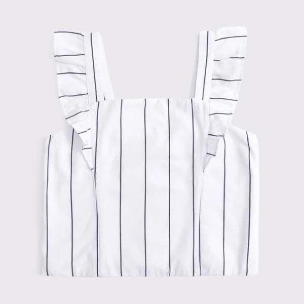 Abercrombie Kids Girls Ruffle Sleeve Poplin Top