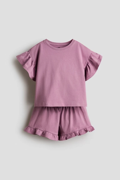 2-Piece Ruffle-Trimmed Set - Dusty purple