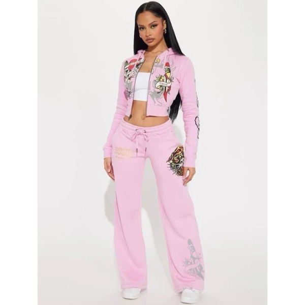 Women's Letter Print Sweatsuit Hoodie and Sweat Pants Suit
