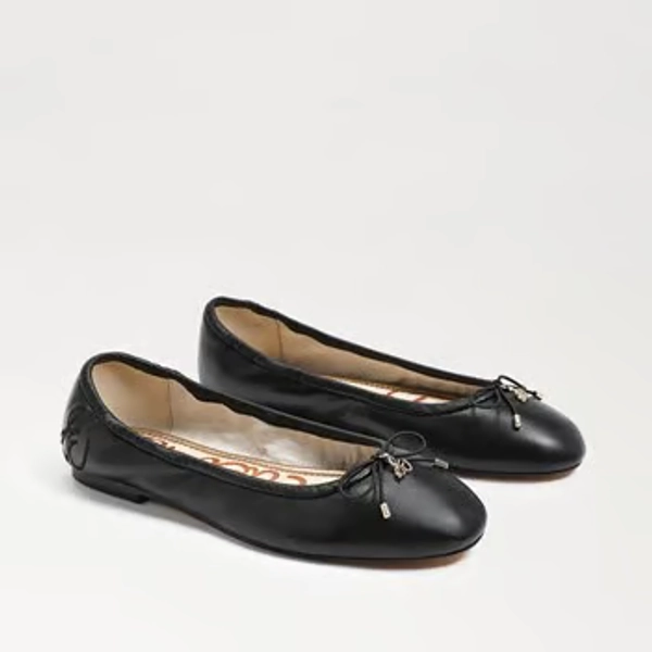Felicia Ballet Flat in “Black Leather” - Size 8