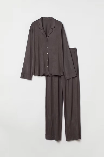 Pyjama en viscose mélangée - Gris foncé
