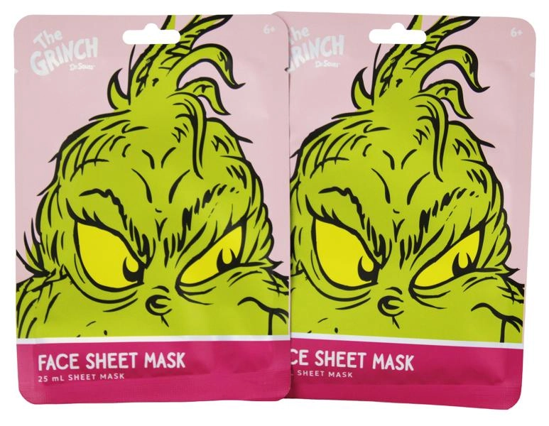 2 Pack Dr. Seuss' The Grinch Face Sheet Mask 25ml - Cucumber Scent