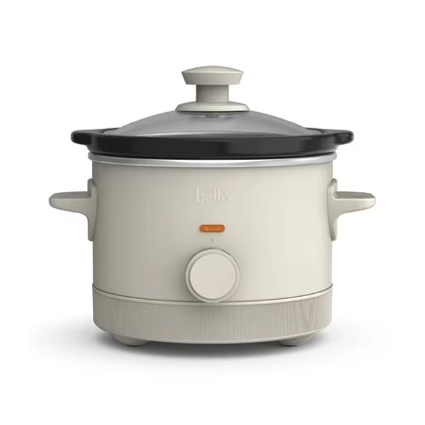 bella 1.5 Qt Manual Slow Cooker with 3 Heat Settings  Ceramic Nonstick Coating  Dishwasher Safe Pot & Tempered Glass Lid  Oatmilk