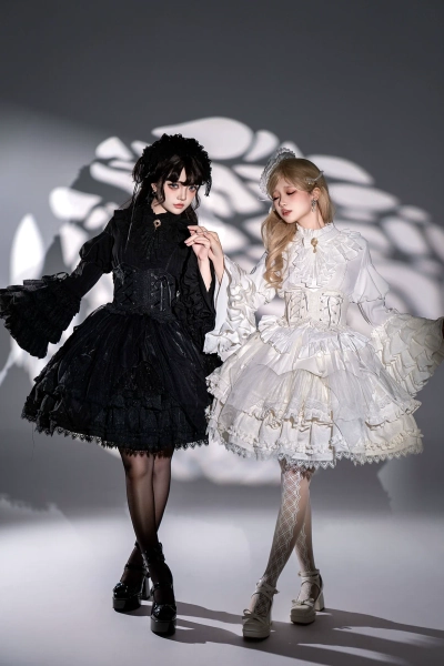 Good and Evil Angel - Gothic Lolita SK Set Retro Princess Sleeve Blouse