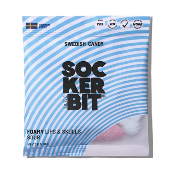 Sockerbit Swedish Candy Sour Foam Skulls & Lips - 2.82oz