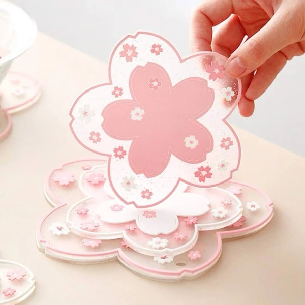 Kawaii Japanese Sakura Coaster, Pink