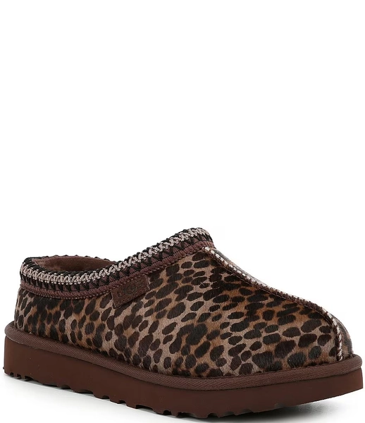 UGG Women's Tasman Caspian Spotted Animal Print Calf Hair Clog Slippers