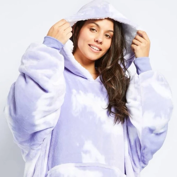 Purple Tie-Dye Oodie Original Hooded Blankets Wearable Blanket