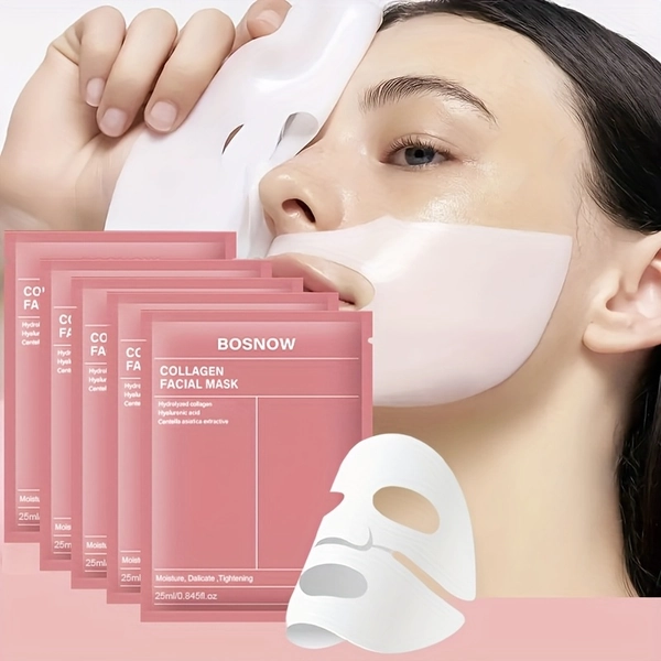5pcs Instant lifting collagen white mask, moisturizing and moisturizing, keep the Light Beige hydrated and full, firm the Light Beige, make the Light Beige more firm and smooth, make the Light Beige look more beautiful and shiny, Suitable for dry and