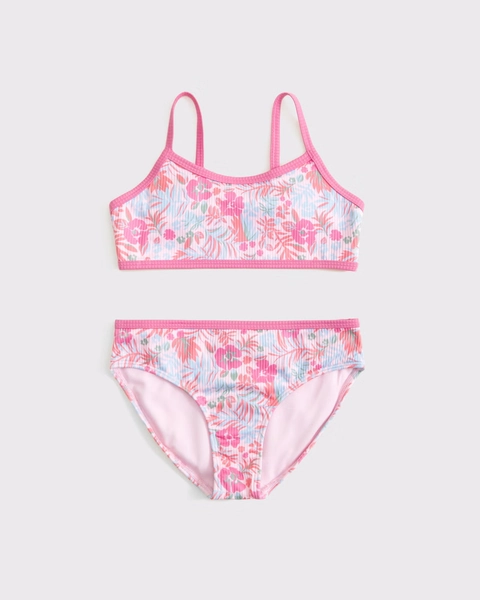 two-piece contrast swimsuit