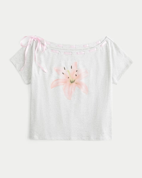 Easy Off-the-Shoulder Tie T-Shirt
