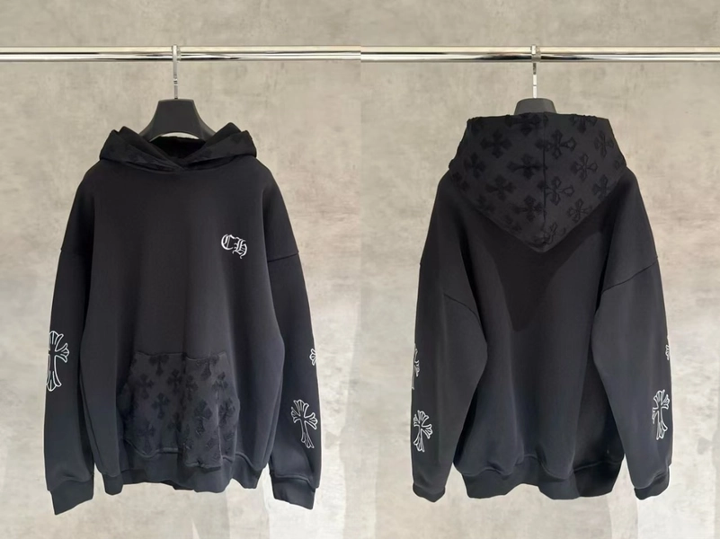 Chrome Hearts Cross Embroidery Black Hoodie - Chrome Hearts