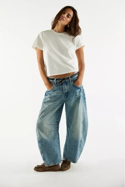 We The Free Good Luck Mid-Rise Barrel Jeans