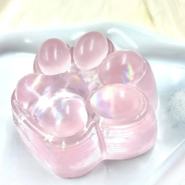 Taba squishies, Fidget toys, Taba squishies sticky, Taba Ultra-Soft Shiny Transparent Cat Paw Squeeze Toy - Multiple Colors : Light Blue/Light Pink