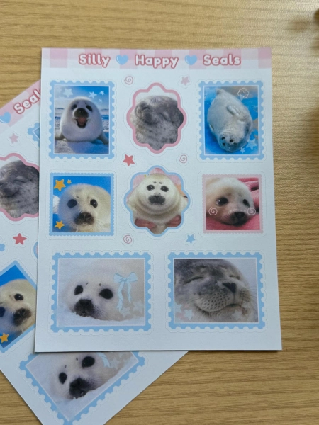 Cute Seals Sticker Sheet - silly happy seals