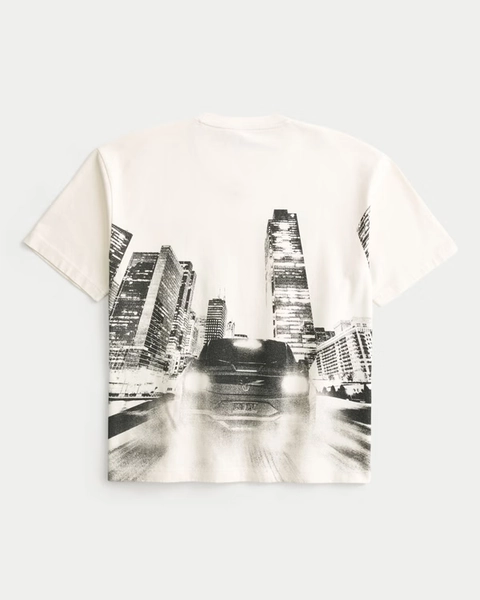 Boxy Heavyweight Ford Mustang Dark Horse Graphic Football Tee