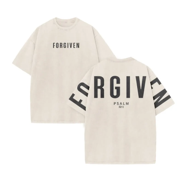 Unisex Forgiven Psalm 32:1 Print Acid Washed T-shirt