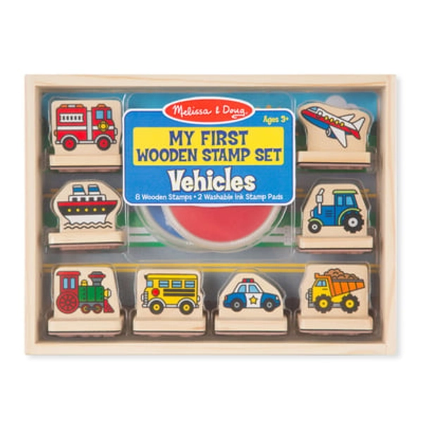 Melissa & Doug My First Wooden Stamp Vehicles Set, Multicolor