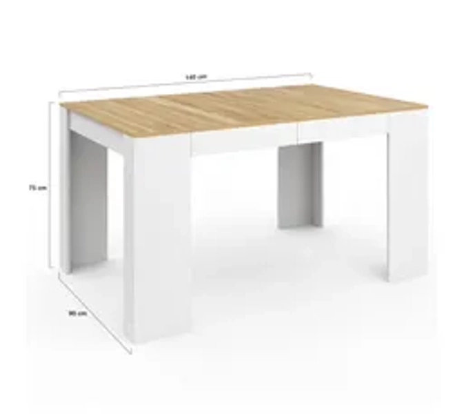 Table Console Extensible Orlando 6 Personnes 140 Cm Bois Blanc Et Façon Hêtre