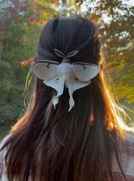 Handmade Albino White Orchid Luna Moth