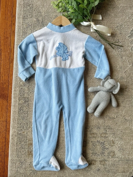 Vintage 1980s Pajamas Snap 18M Baby Flared Leg Dog 