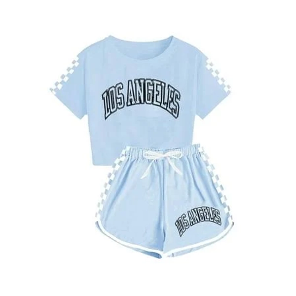 Zhuolil Clothes for Girls 9-10 Years Old Clearance Fashion Boy And Girls' Casual Short Sleeve Round Neck Collar Botton Printed Short Pants Sets3-14Y
