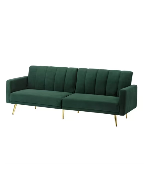Oikiture 3 Seater Sofa Bed Couch Convertible Lounge Recliner Beds Velvet
 - Green