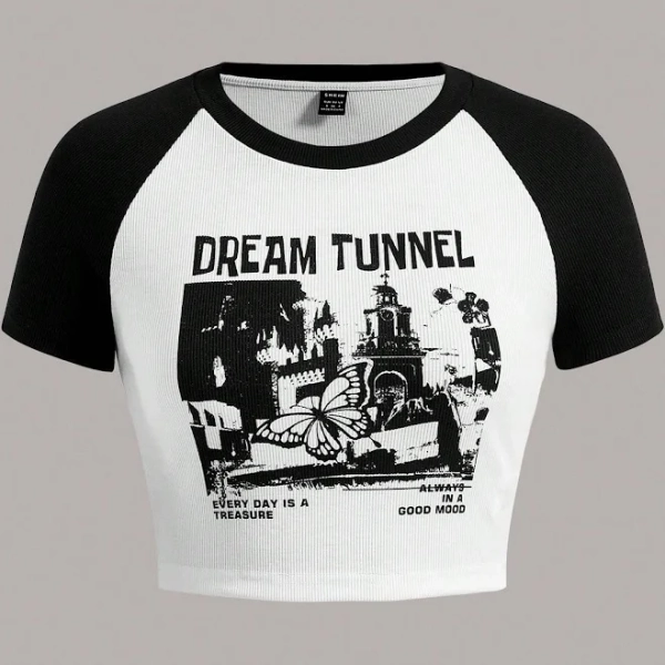 SHEIN Oversized Raglan Sleeve Graphic Tee