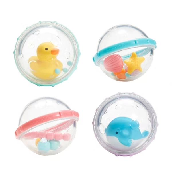Munchkin Float and Play Bubbles - 4pk: Shapes, Colors, Teaching Aid, Patterns