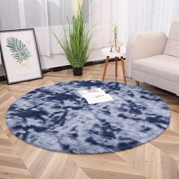 [Soft Fluffy Round Rug] Soft Fluffy Round Area Rug | 1pc Non-Slip Circular Carpet for Living Room, Bedroom, Bedside - Indoor Decor