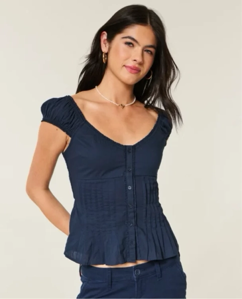 V-Neck Pintuck Top