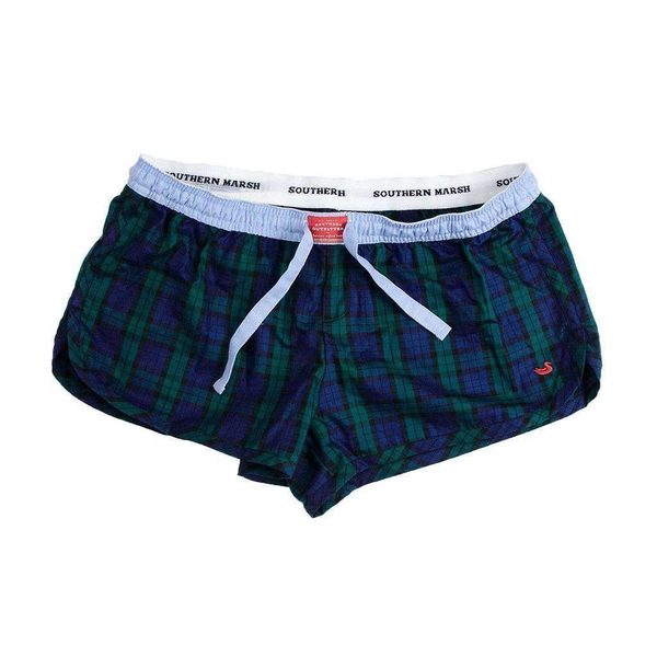 Chandler Tartan Lounge Short in Navy and Green by Southern Marsh