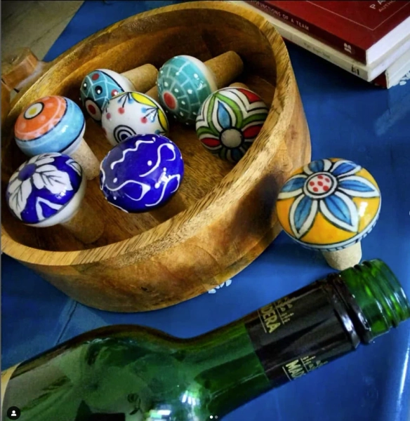 Assorted Ceramic Hand painted Wine Bottle Stopper, Bottle Stopper, Handmade Hand painted Ceramic Bottle Stopper, Vintage Bottle Stopper