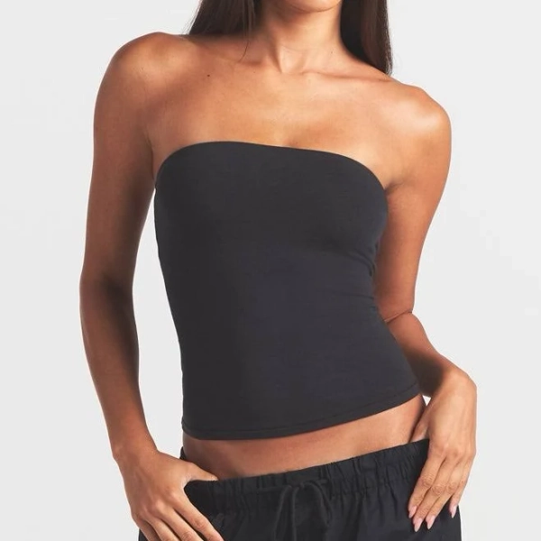 Women's SKIMS Cotton Jersey Tube Top in Black